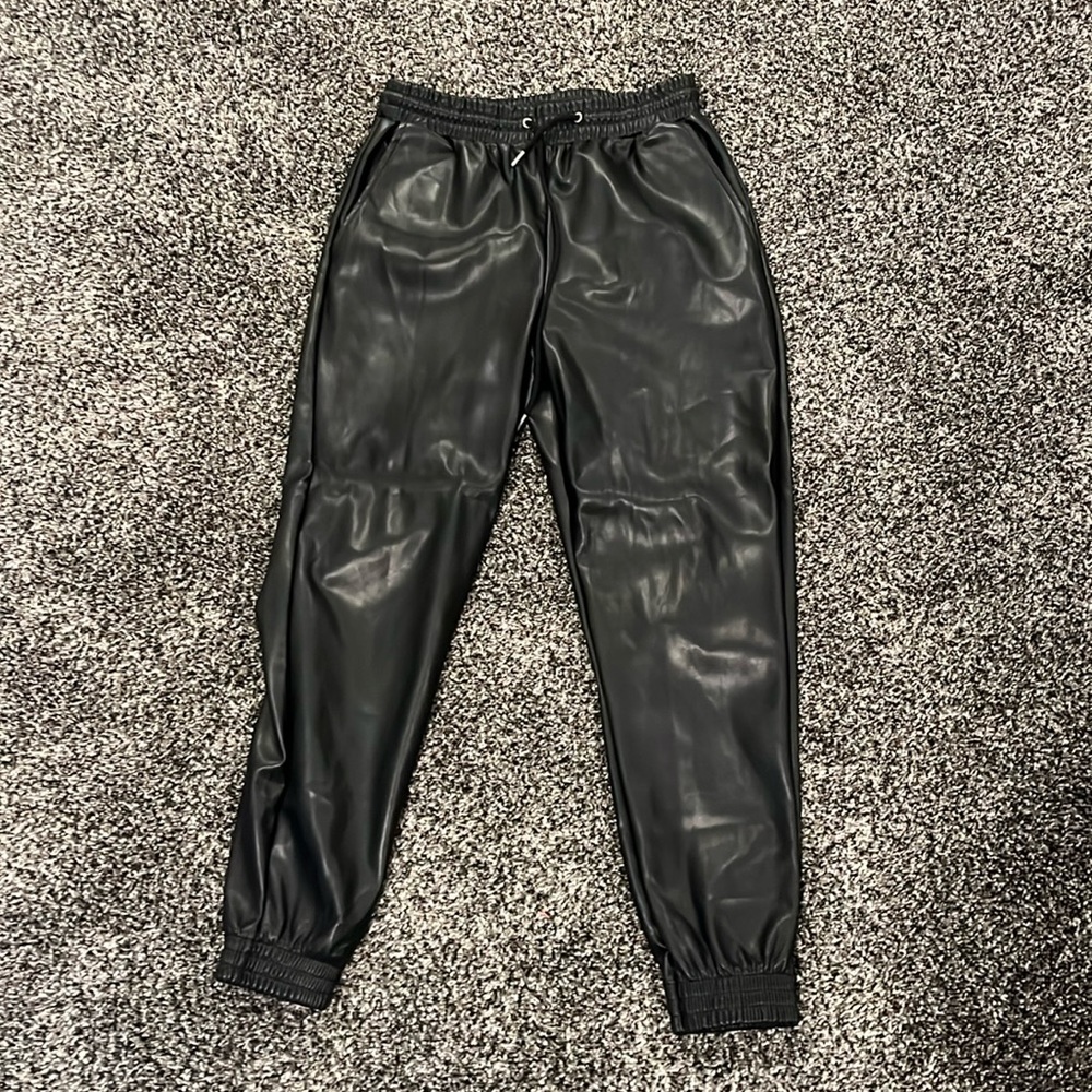 Leather jogger pants